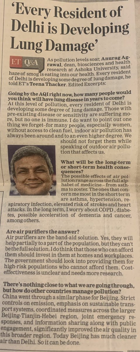 Teensthack's tweet photo. “Every resident of Delhi is developing some degree of lung damage,” says @AnuragAgrawalMD 

#pollutioncrisis #pollution https://t.co/arrXIE7lus