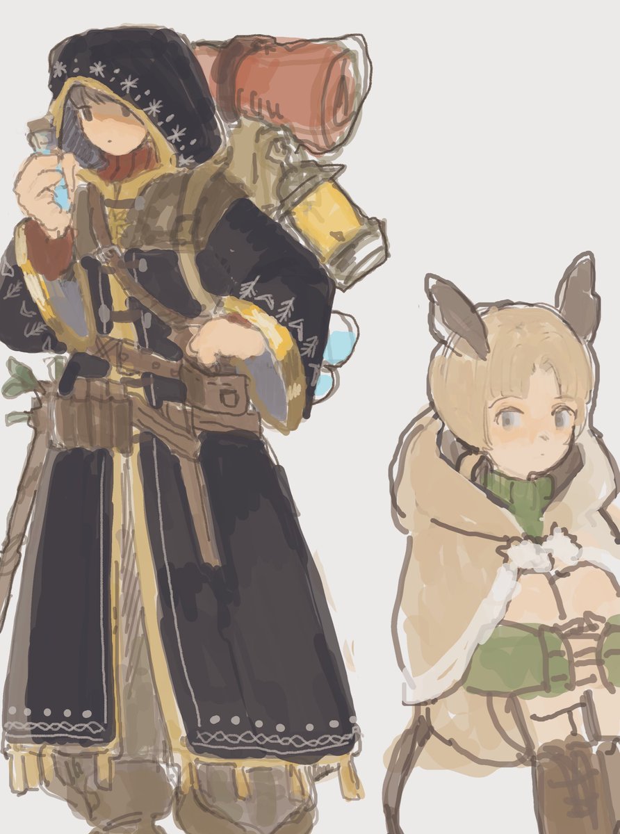 「ファンタジーな話とかなんか書きたいなというラクガキ右のはデグー 」|空のイラスト