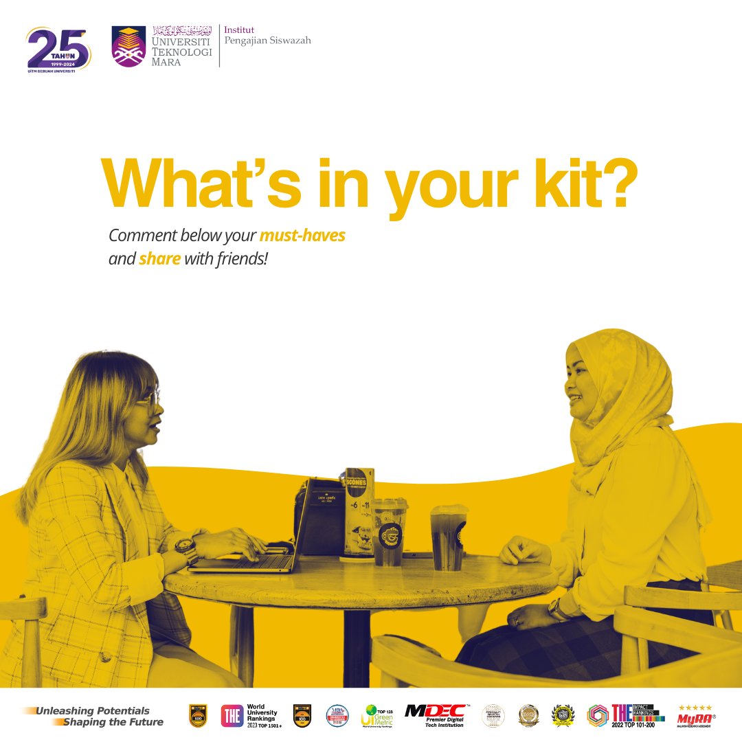 IPSisUiTM's tweet photo. What’s in your Post-grad Survival Kit? Equip yourself with the essentials for academic and personal success. What’s your go-to? Share your essentials in the comments below!
#UiTMDiHatiku #UiTM25Tahun #StudyInUiTM #PostGraduate #SurvivalKit https://t.co/JPtuw3sbTr
