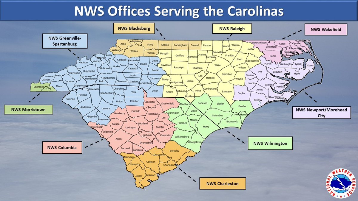NWSWilmingtonNC's tweet photo. ❄️ It’s NC & SC Winter Weather Prep Week! We will be sharing daily safety tips and links. Do you know the NWS offices that serve the Carolinas? Check out this map and be sure to get the latest info from your local office. #scwx #ncwx #winterweek https://t.co/3dSDFtcXbW https://t.co/pAnPbRis18