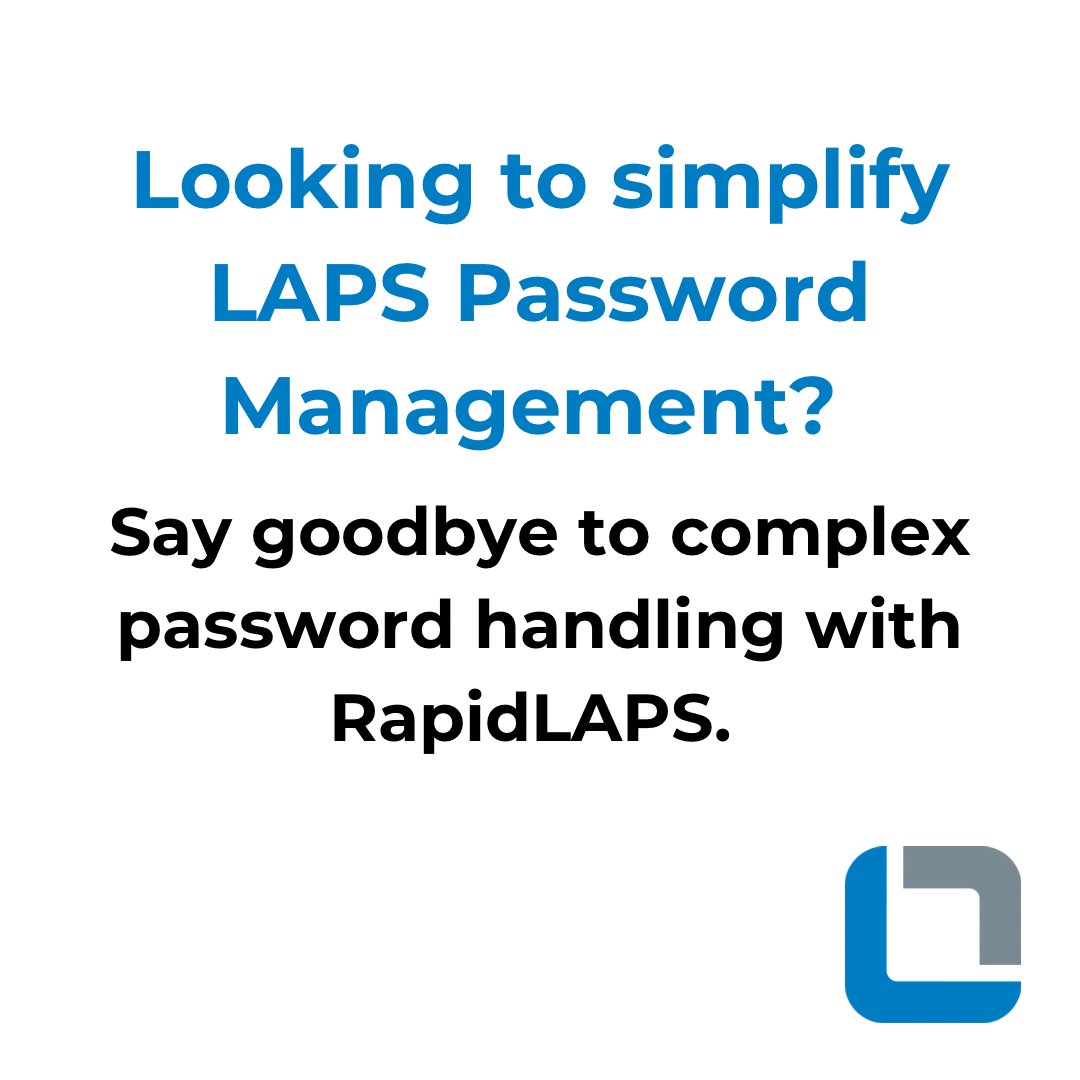 lithnet_io's tweet image. RapidLAPS lets you log in without ever typing a LAPS password. Discover the future of local admin access here > lithnet.io/products/acces…
#Lithnet #Laps #Rapidlaps #Passwordless