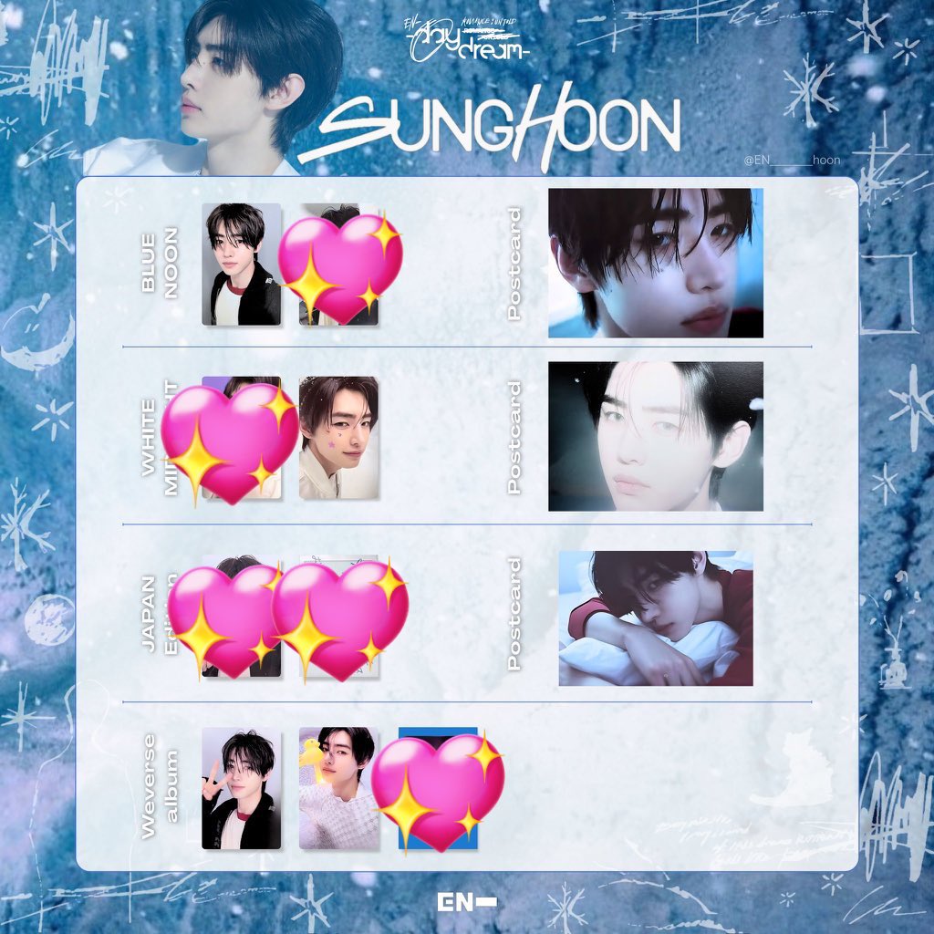 ___haoO7's tweet photo. ENHYPEN ROMANCE:UNTOLD daydream トレカ 交換

譲 ソヌ

求 2枚目ソンフン、UMS特典ソンフン(優先)

郵送希望
お気軽にお声掛けください！
#ENHYPEN交換 
#ENHYPENトレカ交換 https://t.co/59S7CIsnJq