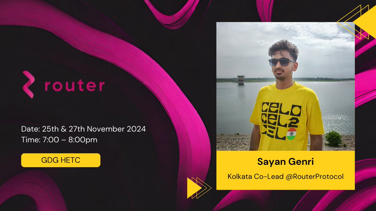 🚀 Join Our Blockchain Bootcamp Series with <a href="/routerprotocol/">Router Protocol</a> and <a href="/Sayan__Genri/">Sayan</a>

🗓️ Date : 25 &amp; 27 Nov 
🕑 Time : 7 - 8 PM

👉 RSVP Now: Don’t miss out! Secure your spot using the link below :
 gdg.community.dev/events/details…

We can't wait to see you there! 🌟