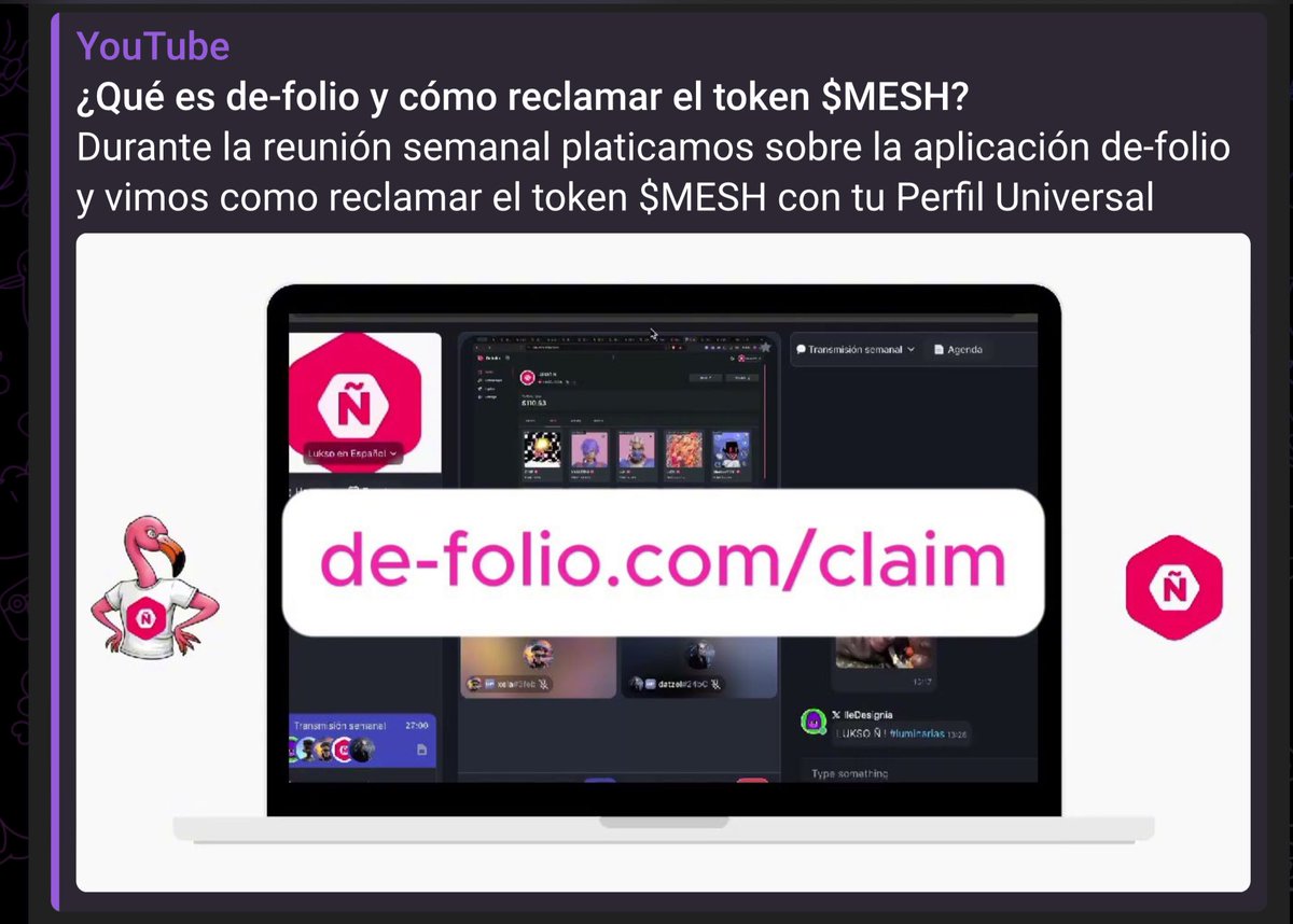 LUKSO Ñ (@lukso_esp) on Twitter photo Estreno de <a href="/lukso_esp/">LUKSO Ñ</a> transmision semanal❕
Míralo aquí 👉🏻youtu.be/bjrTSDrimWA
Link para que reclames #mesh 👇🏻
de-folio.com/claim   <a href="/defolio42/">Defolio</a> Estreno de <a href="/lukso_esp/">LUKSO Ñ</a> transmision semanal❕
Míralo aquí 👉🏻youtu.be/bjrTSDrimWA
Link para que reclames #mesh 👇🏻
de-folio.com/claim   <a href="/defolio42/">Defolio</a>