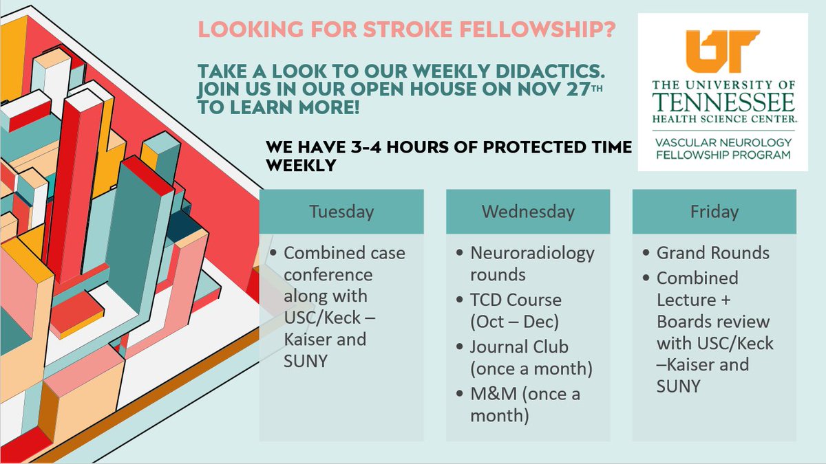 UthscStroke's tweet image. Looking for vascular neurology fellowship ? 🧠🥼3 days for our Open House! Is great to have 3-4h of protected teaching time ☺️ #stroke #vascularneurology #neurology #uthsc #svin #aha #asa #neurologyfellow @FastTpa @savetheneurons @StrokeAHA_ASA @SVINJournal @svinsociety @SNISinfo