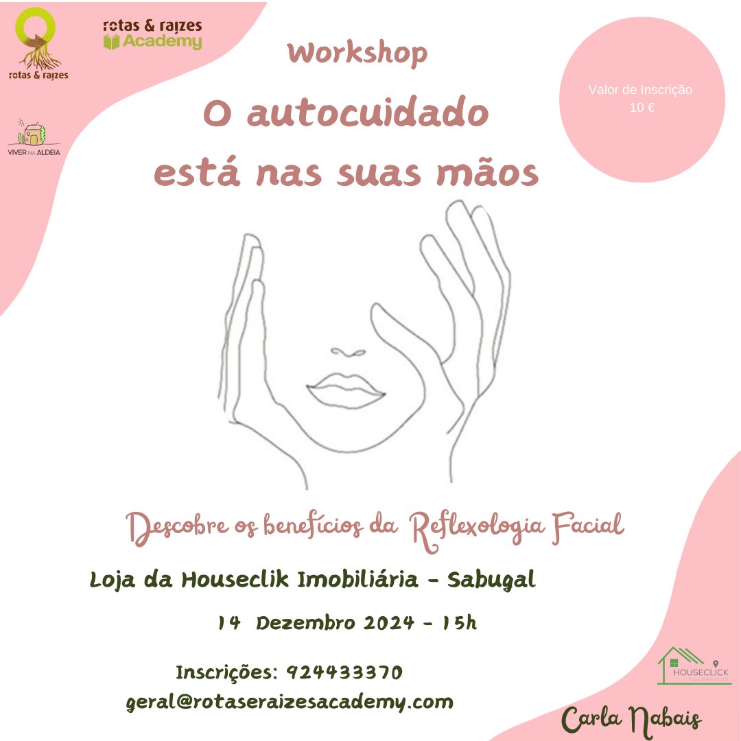 RotaseRaizes's tweet image. 📷 Workshop: O autocuidado está nas suas mãos 📷

Descubra como pequenos gestos podem transformar a sua saúde e bem-estar! Participe neste workshop dedicado aos benefícios da Reflexologia Facial, num ambiente acolhedor e inspirador.