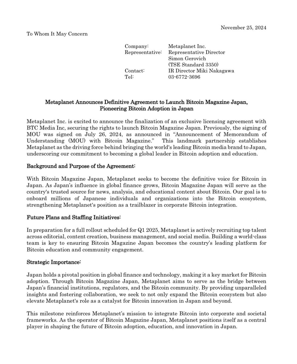 Metaplanet Inc. tweet media