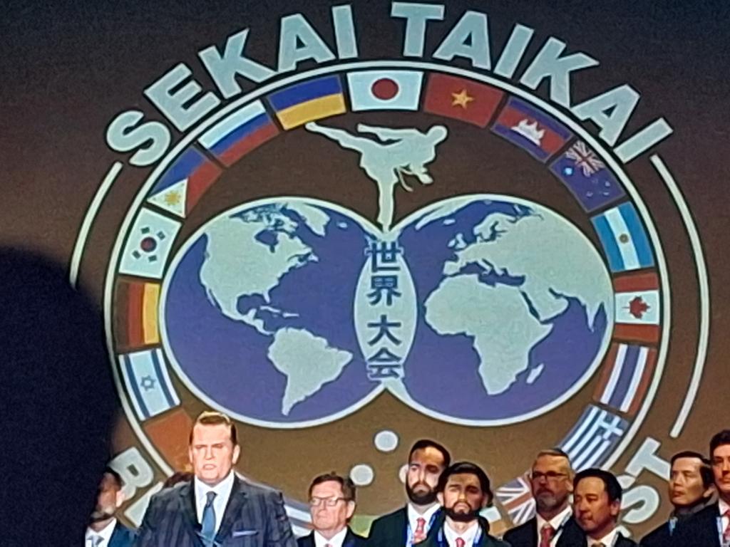 Watching Karate Kid on Netflix and noticing that the Sekai Taikai karate world championship logo doesn't include, wait for it, Japan!