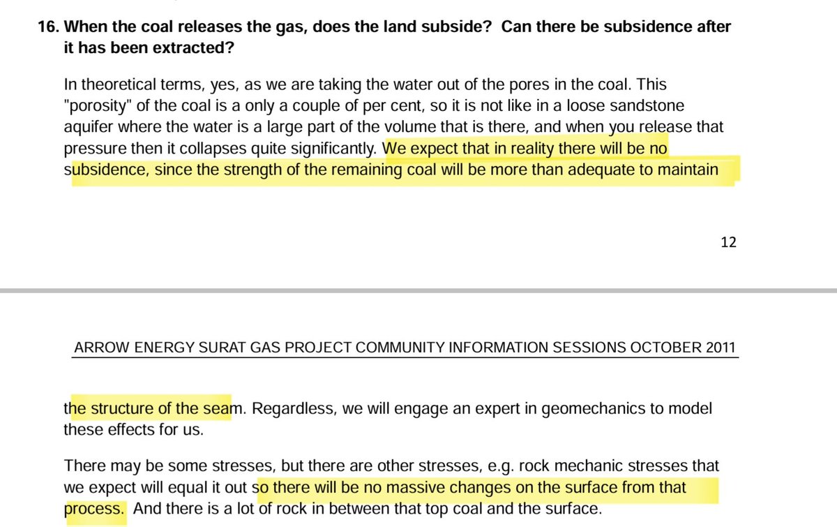When it comes to gas mining causing valuable cropping land to sink, the Qld Govt (via OGIA) declared in 2021 that "most of the cropping area is likely to experience less than 100 mm of subsidence by the end of 2060". And that subsidence will be "relatively uniform".