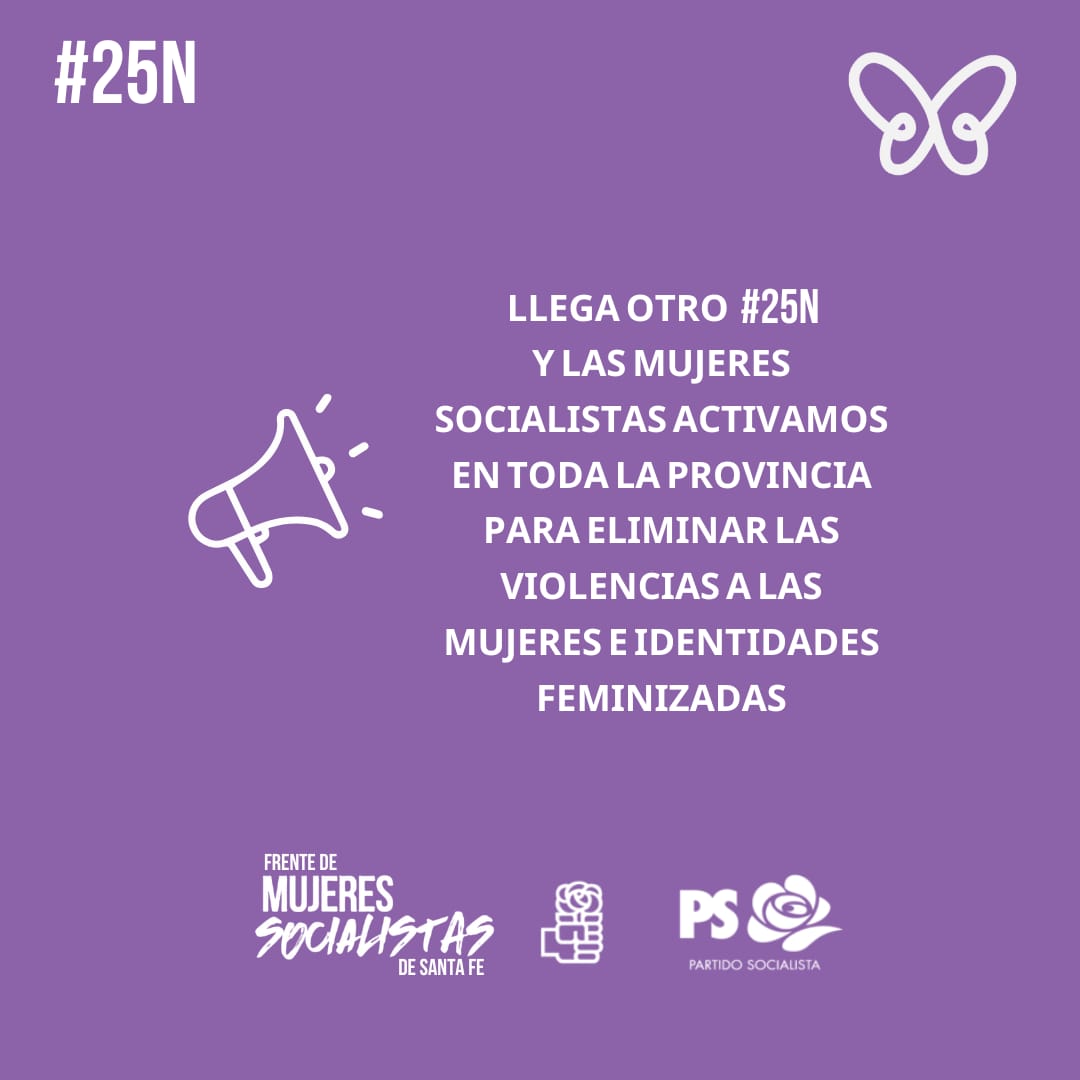 Mujeresdelps's tweet photo. 📢 Llega otro #25N y las Mujeres Socialistas activamos en toda la provincia para eliminar las violencias a las mujeres e identidades feminizadas.
Sumate a estas o a las Marchas, mateadas, charlas e intervenciones de tu localidad. 
#NiUnaMenos
#libresyvivasnosqueremos https://t.co/d7hB2By8BZ
