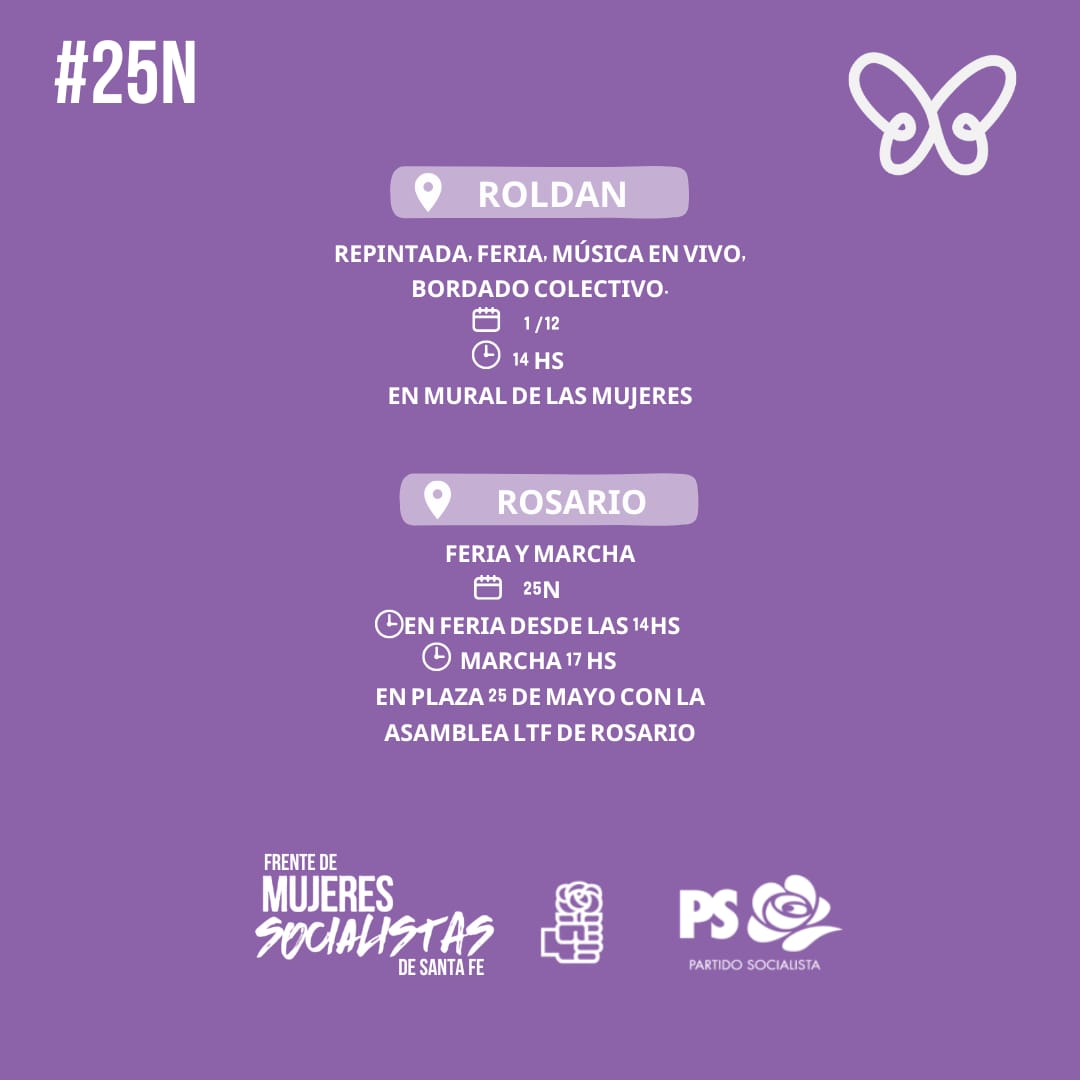 Mujeresdelps's tweet photo. 📢 Llega otro #25N y las Mujeres Socialistas activamos en toda la provincia para eliminar las violencias a las mujeres e identidades feminizadas.
Sumate a estas o a las Marchas, mateadas, charlas e intervenciones de tu localidad. 
#NiUnaMenos
#libresyvivasnosqueremos https://t.co/d7hB2By8BZ