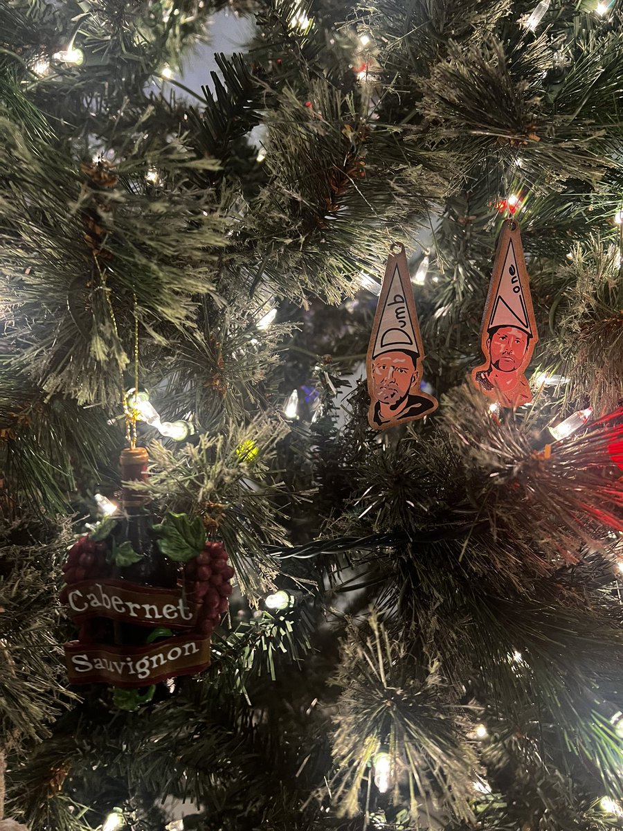 DDDPOPE's tweet image. Decorating the Christmas Tree and strategically placed the Cabernet ornament closer to @bracketdan so @NotJackKemp isn’t tempted. #proudofyou