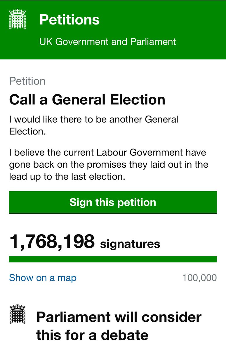 TheInspectorAsh's tweet photo. BREAKING:
A petition in the UK to Call for a General Election has hit ~1.76m signatures in a couple of day! At this rate it will get record number of signatures, if it already hasn’t!
#UKGeneralElection
Link to Petition in replies https://t.co/GygFtjFugG