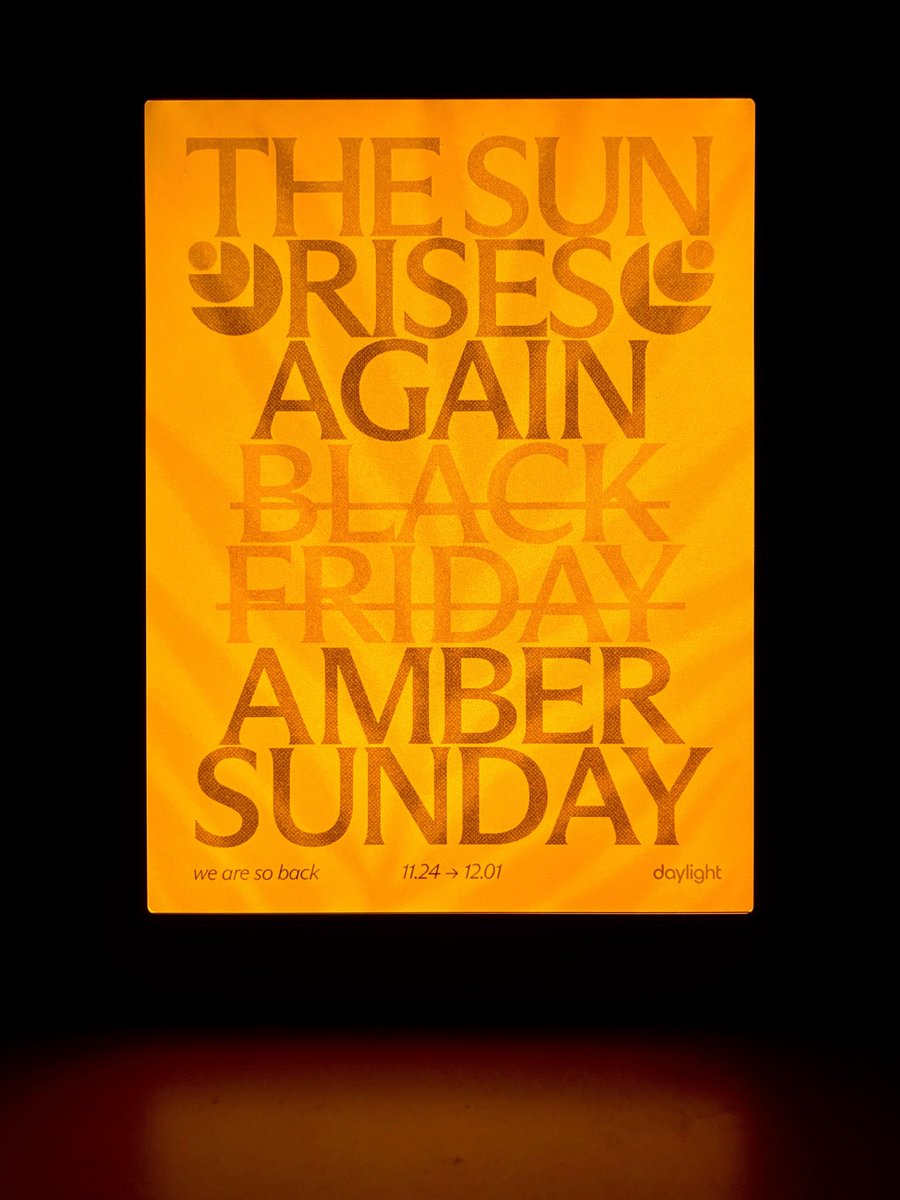 daylightco's tweet image. for the first time in over 4 months the Daylight Computer is BACK
to celebrate, we're dropping an exclusive Amber Sunday bundle✨
limited quantity 🔅 for 1 week only
daylightcomputer.com/cart