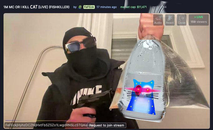 And now he’s threatening to kill a Cat if $oppie doesn’t hit a $1M market cap...👀