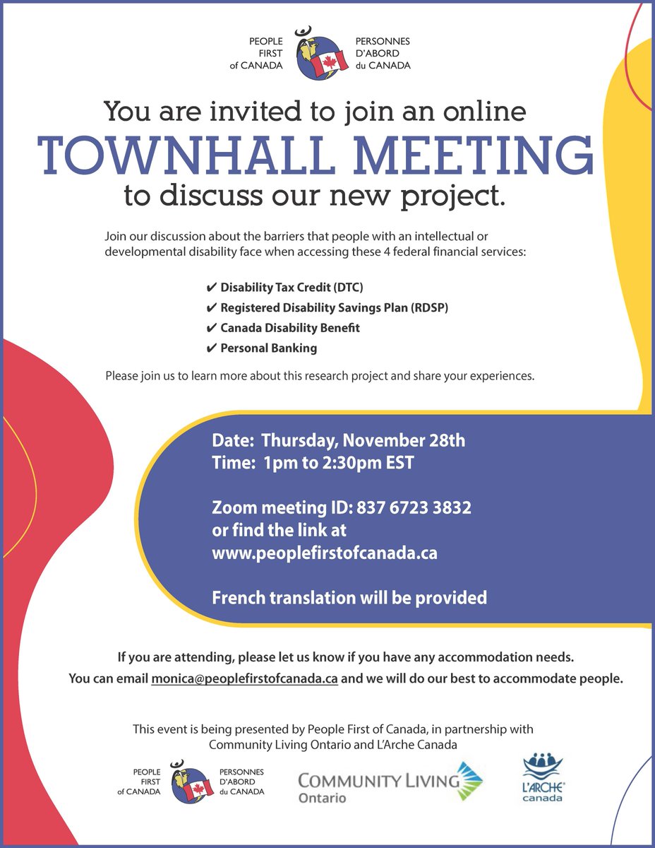 Join us on Thursday, November 28 at 1:00-2:30 PM EST for a TownHall Meeting about our new project! Learn about federal financial services for people with intellectual disabilities and discuss the barriers to getting these services. The link is below and on the PFC website.