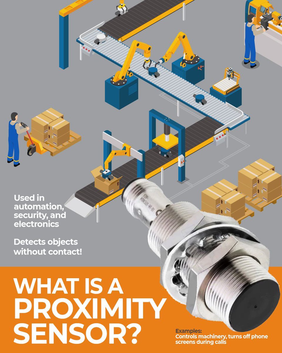 iewarehouse1974's tweet image. Proximity sensors: detecting objects without contact, enhancing safety, and powering automation. Discover how these small devices make a big impact! Swipe to learn more. #ProximitySensors #Automation #TechExplained