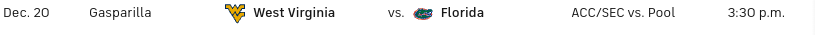 voicemorgantown's tweet photo. West Virginia is now projected by CBS Sports to play the Florida Gators in the Gasparilla Bowl in Tampa, Florida on December 20th! Very interesting matchup if it happens! #WVU https://t.co/C5StX17Eu9