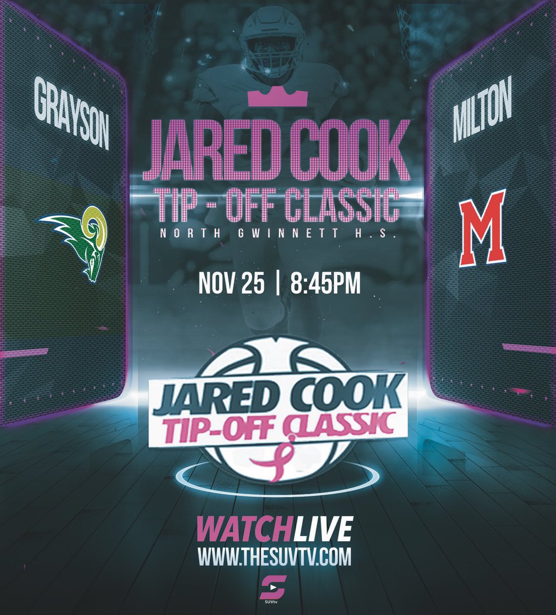 SUVtv (@suvtv) on Twitter photo 2024 Jared Cook Tip-Off Classic - Day 2
🏀Grayson vs. Milton
📅Mon., Nov. 25
⏰8:45pm
📍North Gwinnett HS
🎟️gofan.co/event/1738182?…
📺thesuvtv.com/jaredcookclass…
<a href="/graysonhoops/">Grayson Basketball</a> <a href="/milton_hoops/">Milton Eagles Basketball</a> <a href="/iamcalebholt/">Caleb Holt</a> <a href="/KiwaneGarrisJr/">Kiwane Garris Jr.</a> <a href="/iamjoshdixon/">Josh Dixon</a> <a href="/Amir2tuff5/">Amir Taylor</a> <a href="/iamjacobwilkins/">jacob wilkins</a> <a href="/CoachGP20/">Geoffrey Pierce</a> 2024 Jared Cook Tip-Off Classic - Day 2
🏀Grayson vs. Milton
📅Mon., Nov. 25
⏰8:45pm
📍North Gwinnett HS
🎟️gofan.co/event/1738182?…
📺thesuvtv.com/jaredcookclass…
<a href="/graysonhoops/">Grayson Basketball</a> <a href="/milton_hoops/">Milton Eagles Basketball</a> <a href="/iamcalebholt/">Caleb Holt</a> <a href="/KiwaneGarrisJr/">Kiwane Garris Jr.</a> <a href="/iamjoshdixon/">Josh Dixon</a> <a href="/Amir2tuff5/">Amir Taylor</a> <a href="/iamjacobwilkins/">jacob wilkins</a> <a href="/CoachGP20/">Geoffrey Pierce</a>
