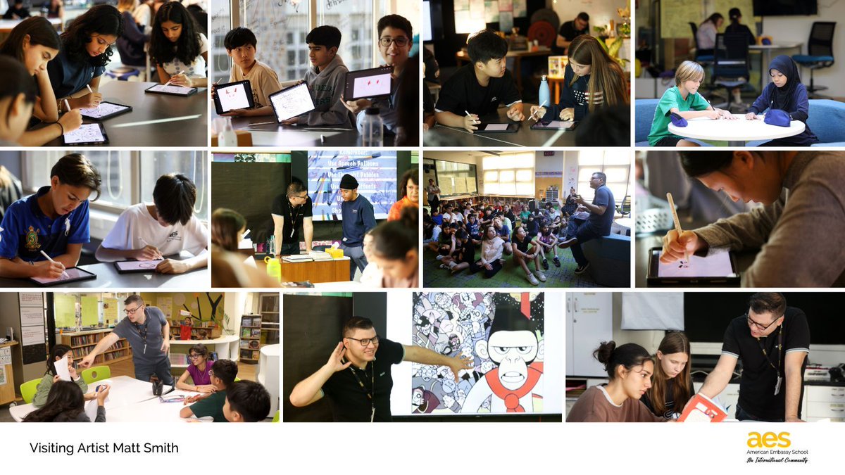 AESDelhi's tweet image. AES welcomes visiting artist Matt Smith to work across our Elementary, Middle, and High School visual arts programs this month! 🎨✨

#AESDelhi #InternationalSchool #VisitingArtist #Art #CreativeLearning #VisualArts #Comics #Innovation