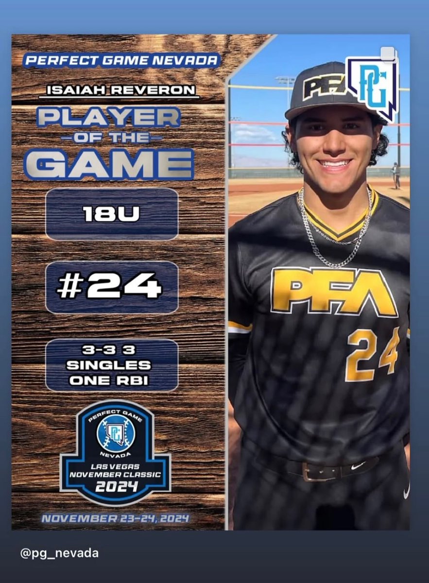 reveron_isaiah's tweet photo. Shout out to my guys @PFAbaseball for a great weekend. Finished going 5/9 with a HR. Not sure how far it was but the ball was smashed dead center field! #Homerun #Yellowline #PFA #Family https://t.co/FsvPSWGVHQ