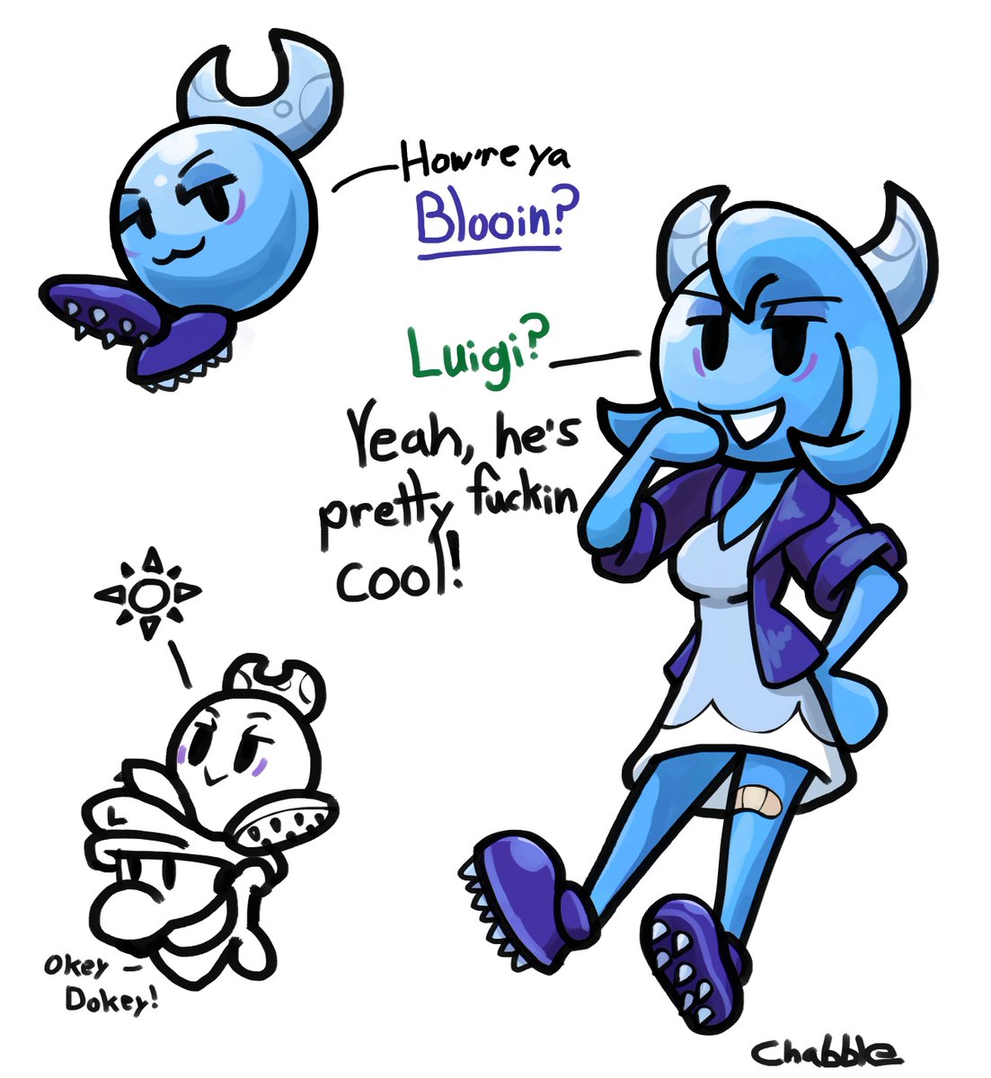 This was my take on an "Evil" Starlow based on a discussion I had with some peoples on discord. Despite her rough looks, she's an overall pleasant person and is very supportive of Luigi.
