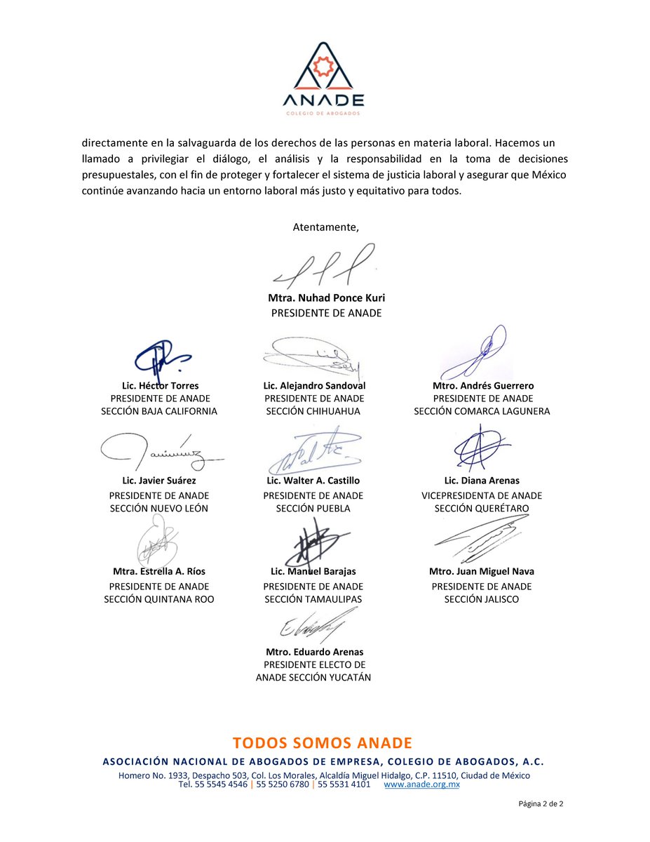 [ANADE] Posicionamiento de ANADE y sus 10 Secciones respecto Presupuesto de Egresos 2025 y el recorte presupuestario a las instituciones laborales.

#IntegridadYDesarrollo
#ANADEChihuahua
#TodosSomosANADE