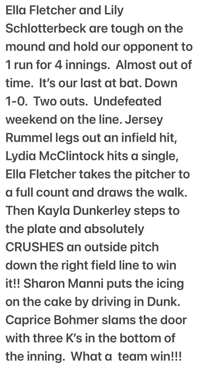 What a game to end the season.  Read the re-cap and feel to watch the video.  So proud of the fight our Thunder team shows! youtu.be/lWj6X3Ni5vA?si…
<a href="/Kayla_Dunkerley/">Kayla Dunkerley</a> <a href="/EllaFletch2026/">Ella Fletcher 2026</a>  <a href="/lydiam2026/">Lydia McClintock</a>  <a href="/JerseyR_2027/">Jersey Rummel</a> <a href="/lily_schlotts/">Lily Schlotterbeck</a> <a href="/capricebohmer/">Caprice “Cap” Bohmer</a>