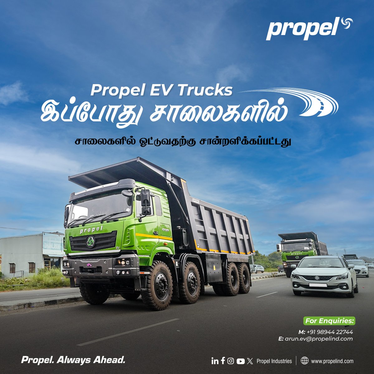 propelind's tweet photo. Propel EV Trucks: Road Certified!
Experience a new era in mobility with Propel EV Trucks. Designed for efficiency, performance, and reliability, these trucks are ready to redefine the road ahead.
๐ For Queries:
Mobile: +91 98944 22744
Email us: arun.ev@propelind.com
#PropelEV https://t.co/49FzHRuafu