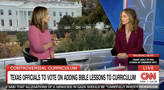 AU plans to make sure that all TX superintendents know what the constitution says, and SCOTUS has said that "you can’t teach the Bible as truth," AU's <a href="/rachelklaser/">Rachel Laser</a> said about the new curriculum. "Our lawyers are here to fight for you," she assured parents.drive.google.com/file/d/1-ccoVf…