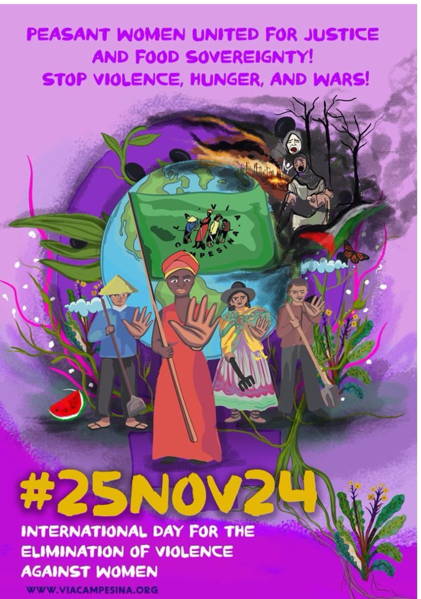 KPL_Women's tweet photo. As we Commemorate the international day to stop violence against women. We remember the role women peasants play in the food production. The violence we face in the country side ,in the fields and we say
#stopviolenceagainstwomen
#PeasantAndPopularFeminism
#25thNov https://t.co/X8L4XApbJc