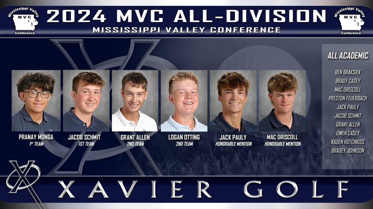 Congrats to all our Saints who earned All-Metro and MVC All-Division honors in Boys Golf this season! #WeAreXavier #BeXceptional