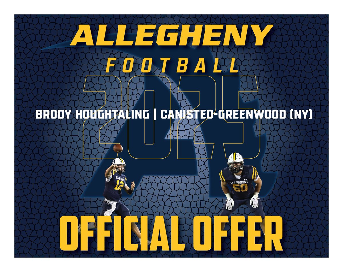 Brody43110171's tweet photo. After a great official visit, I would like to thank @Coach_Layer for the official offer to play football at @AlleghenyFB! #BLUE &amp; #GOLD #Gators @Coach_Taggart22 @CoachMCochran https://t.co/hAyLnqKFSl