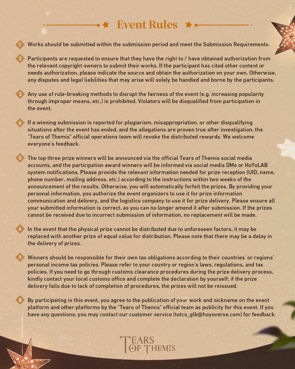 TearsofThemisEN's tweet image. ✦ Luke's Birthday Fan Art Event ✦

🎁Follow &amp;amp; Repost
🎁Luke's Birthday Merch Box (1 winner)

🖼️ To Join the Fan Art Event
① Publish your work with #TearsOfThemis #HBDLuke #FanArt &amp;amp; submit your info here: forms.gle/sFnmo8EhnAL4DC…
OR
② Submit on HoYoLAB: hoyo.link/6BRlFBAL