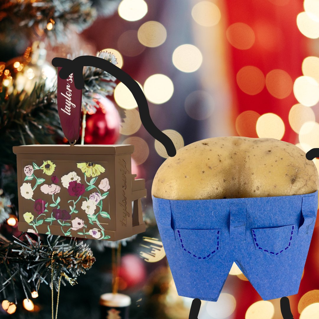 #ButtTato is hanging his #acousticpianocollection ornament on his tree because yeah, he's #Swiftie. <a href="/thepianocoin/">Piano Coin</a> #supercyclememe