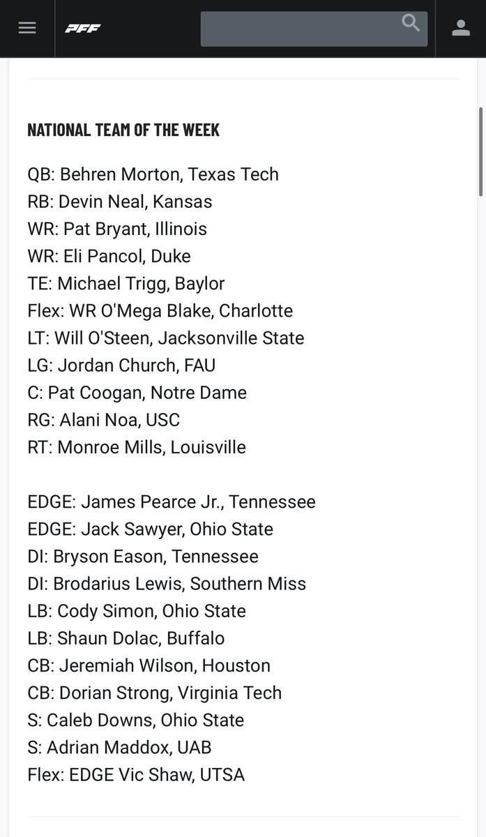 CStyle239's tweet image. Congratulations to my son for making the @PFF_College National team of the week. @B1GJay77