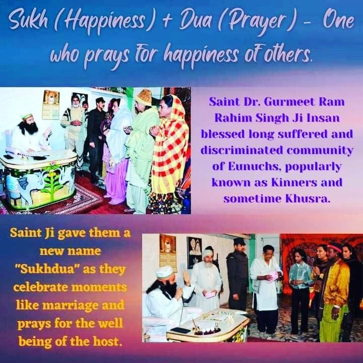 subhans01853087's tweet photo. A very large section of the society whom people made fun of by giving them different names. Seeing their pain, Saint Dr MSG Insan honored them with the name of #सुखदुआ_समाज , that is, the society which wants the well-being of all and prays for the happiness of all. https://t.co/YQKlk5Hfl6