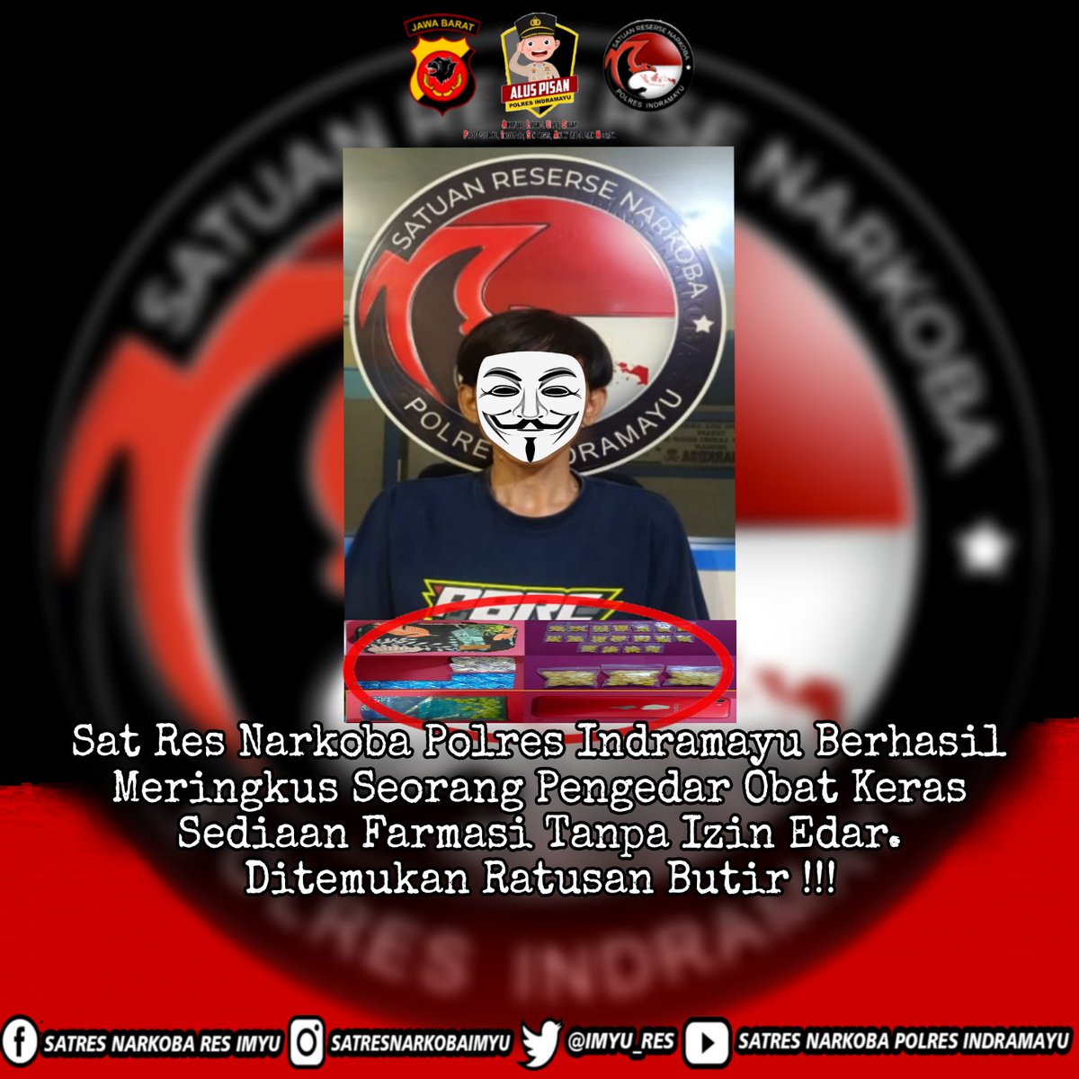 Sat Res Narkoba Polres Indramayu Berhasil Meringkus Seorang Pengedar Obat Keras Sediaan Farmasi Tanpa Izin Edar. Ditemukan Ratusan Butir !!!

@ditnarkobajabar 
#ditresnarkobapoldajabar #satresnarkobaindramayu #polresindramayu