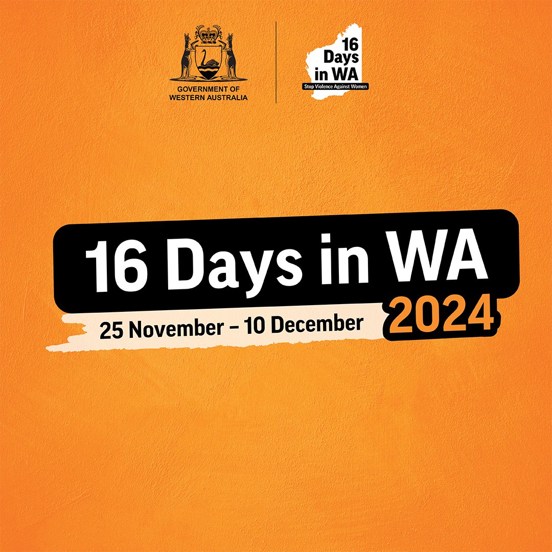 16 Days in WA begins today, with this year's theme being Stopping Family and Domestic Violence: Play Your Part.

We all have a part to play in driving change in culture, behaviour and attitudes that lead to violence.

Find out more: wa.gov.au/organisation/d…