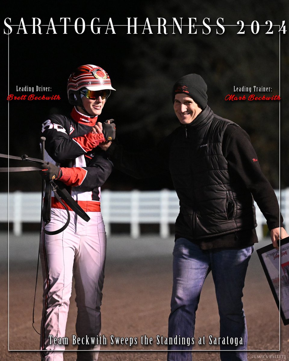 Building an insurmountable lead on both accounts and with only 12 days of racing left at the Spa, Brett Beckwith and Mark Beckwith will take home honors as the Leading Driver and Leading Trainer at Saratoga for 2024