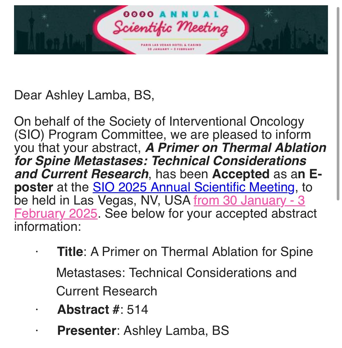 ashleylambaMD's tweet photo. Grateful to be attending both #SIO2025 and #ISET2025 again this February!
Who else will I be seeing in Vegas and Florida? 🌴
@SIO_Central @ISETNews
#IOEssentials #VIRad https://t.co/yvhGJ2omRF
