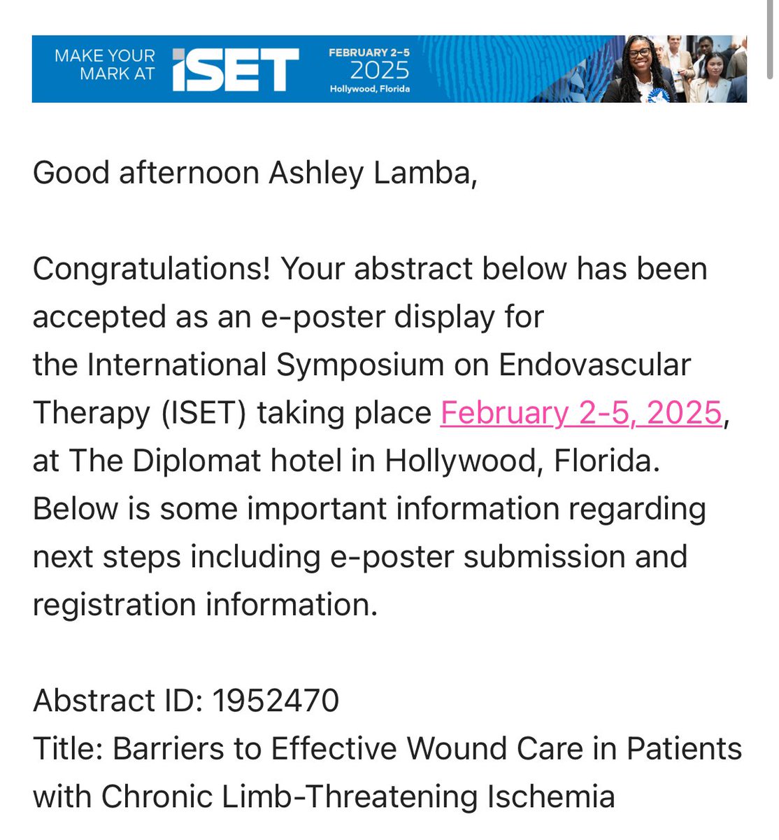 ashleylambaMD's tweet photo. Grateful to be attending both #SIO2025 and #ISET2025 again this February!
Who else will I be seeing in Vegas and Florida? 🌴
@SIO_Central @ISETNews
#IOEssentials #VIRad https://t.co/yvhGJ2omRF