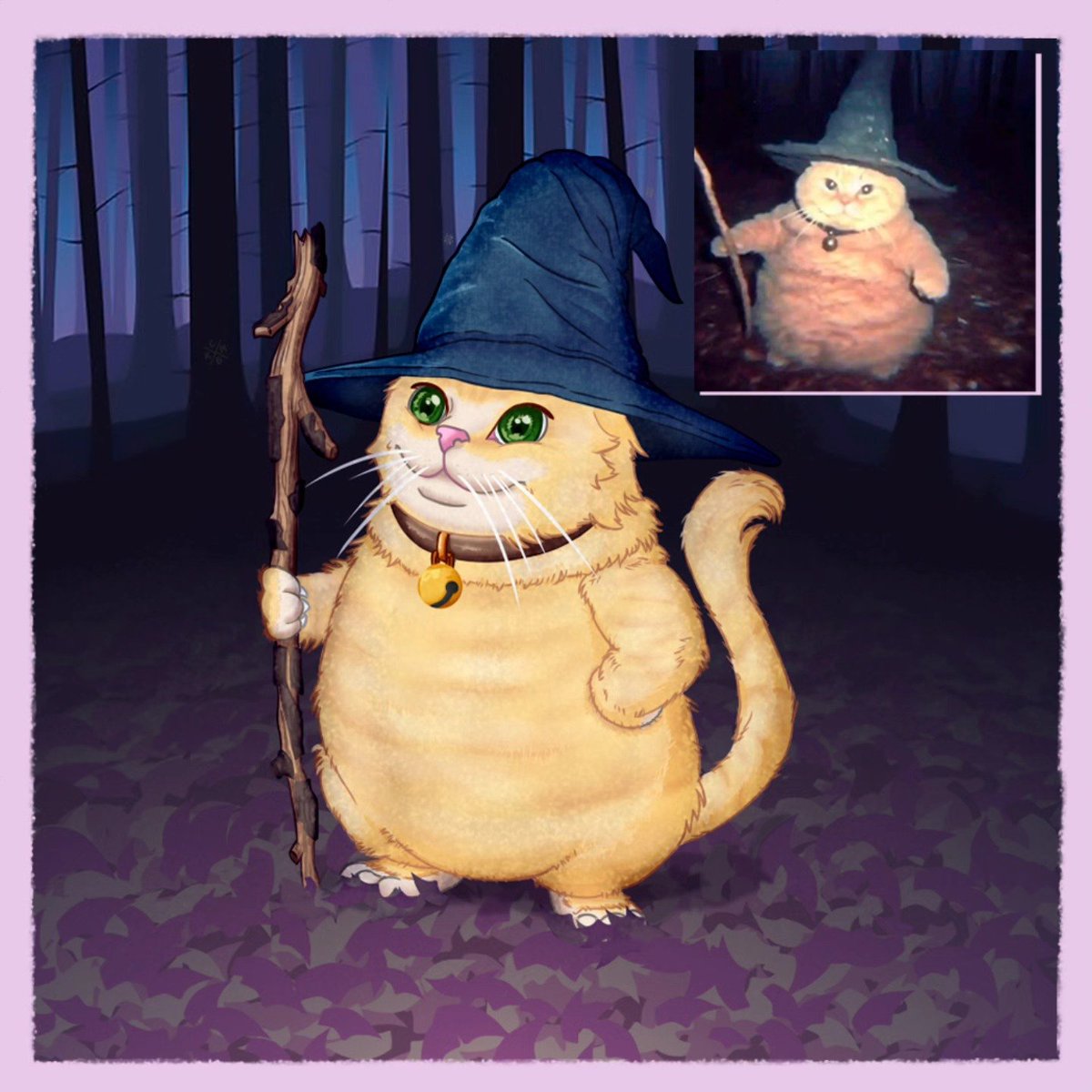 CharlieTheMCP's tweet photo. I love you #cheesball π the darkness of the forest cannot hide your magic and your fat π
#cheeseballthecat #cat #fatcat #chunky #chunkycat #gatogordo #Memes #wizzardcat #gato #dibujo #dibujodigital #ilustracion #illustration #digitaldrawing #painttoolsai #forest #bosque #night https://t.co/jt2445PyCH