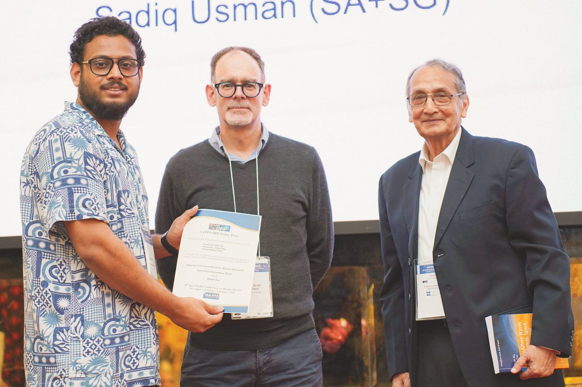 DeySahel's tweet photo. A memorable moment from the Asia-Pacific Conference on Plasma Physics,Malaysia: our poster was selected as one of the best posters in the Solar and Space Plasma group. Heartfelt gratitude to @piyalico, alma mater @IIABengaluru,@Physics_at_IISc &amp; current institute @Uni_Newcastle https://t.co/TqstcXjzQs
