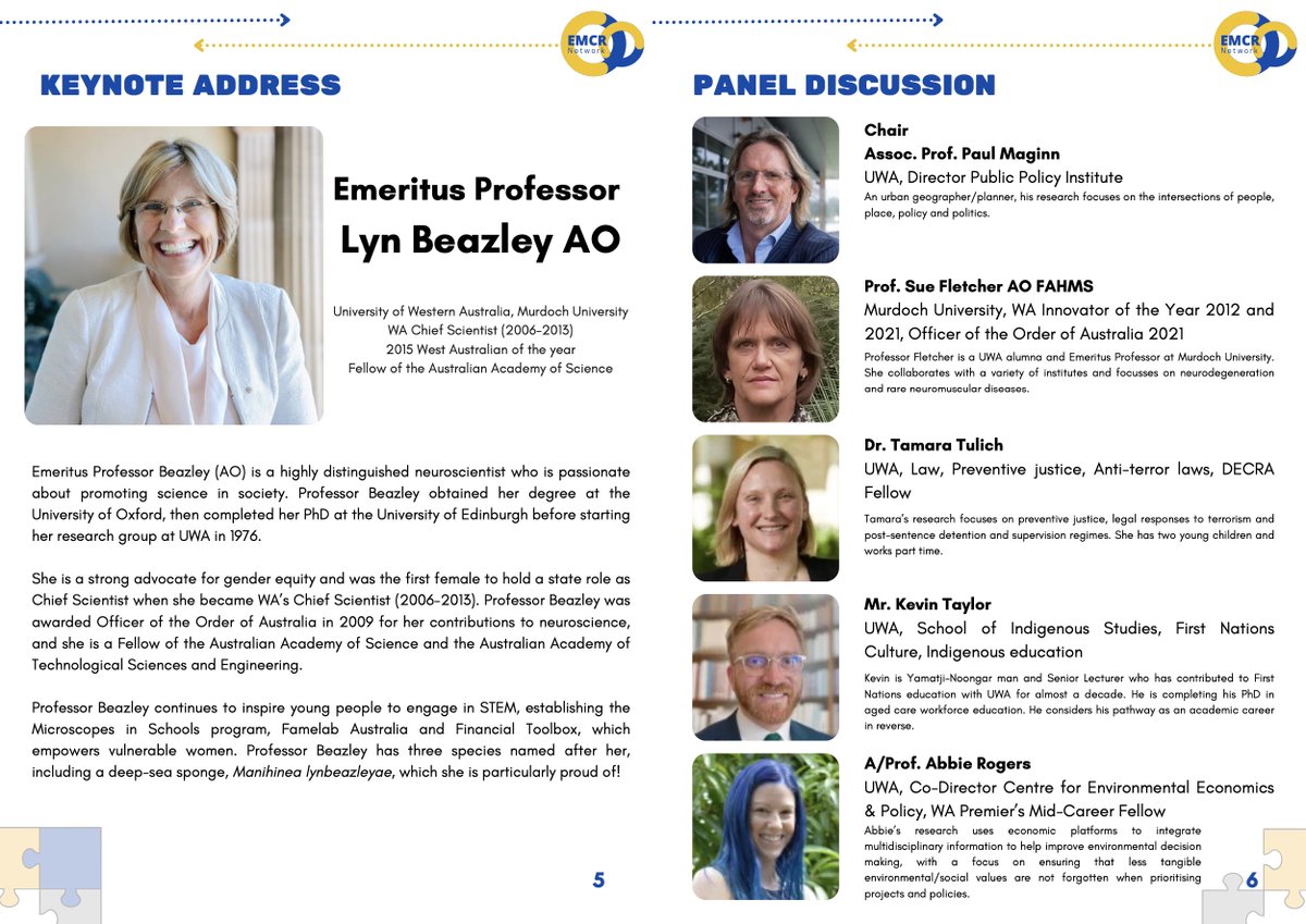 The Early-Mid Career Researcher Network is proud to present the inaugural UWA EMCR Symposium taking place on the Friday 6th December! We are also pleased to announce our keynote speaker, Emeritus Professor Lyn Beazley, and our panellists, Prof. Sue Fletcher, Dr. Tamara Tulich, Mr