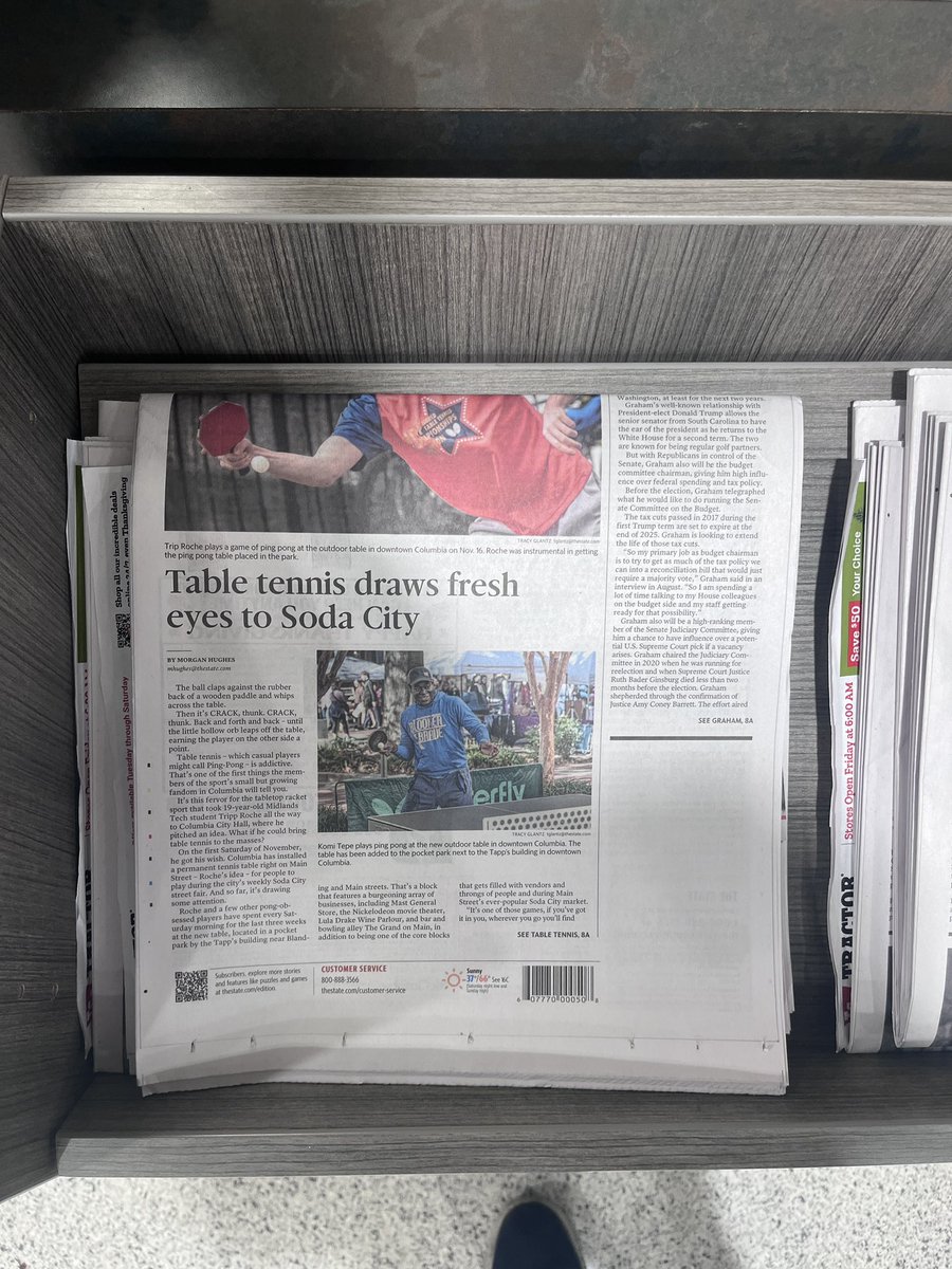 tripprochesc's tweet image. The growth of Carolina Pong over the past few months has been nothing short of incredible. What started as just an idea in my head six months ago has turned into something bigger than I ever could have imagined—and we’ve even made it to the front page of The State Newspaper!