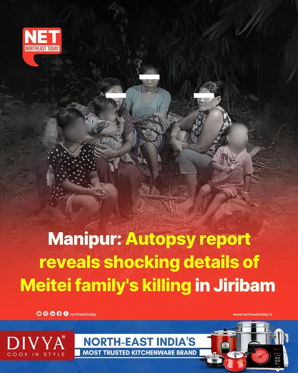 NortheastToday's tweet image. #Manipur | An autopsy report has revealed harrowing details about the deaths of three members of a Meitei family allegedly abducted by armed militants during a clash with security forces in Jiribam district on November 11. The report confirmed that the victims were shot multiple…