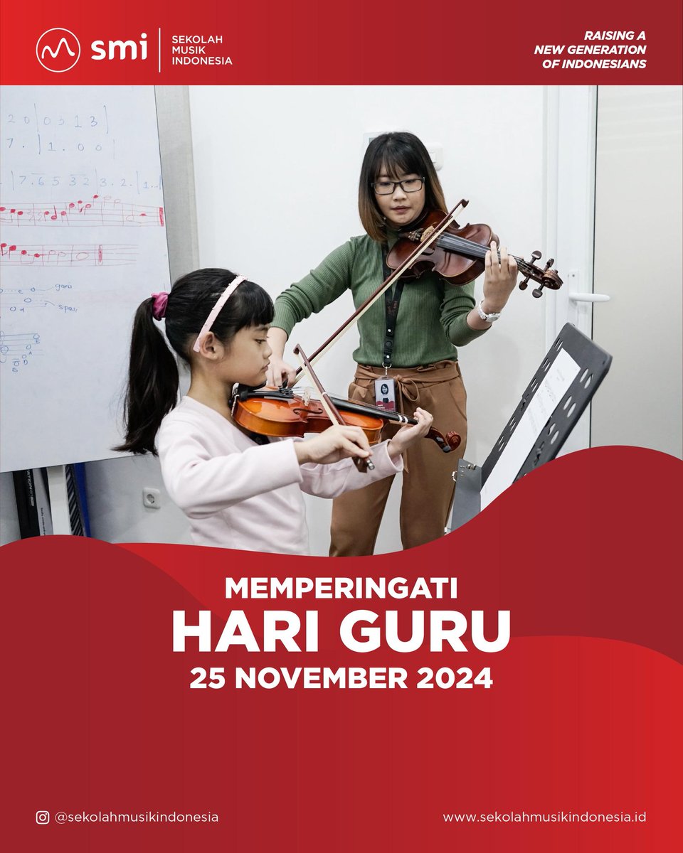Selamat Hari Guru Nasional! 󰱠
Terima kasih atas dedikasi yang diberikan untuk mencerdaskan generasi penerus bangsa. Guru
adalah pahlawan yang membantu dan menginspirasi kami untuk meraih masa depan yang
cerah 🌟
#smisoli #SekolahMusikIndonesia #HariGuruNasional
