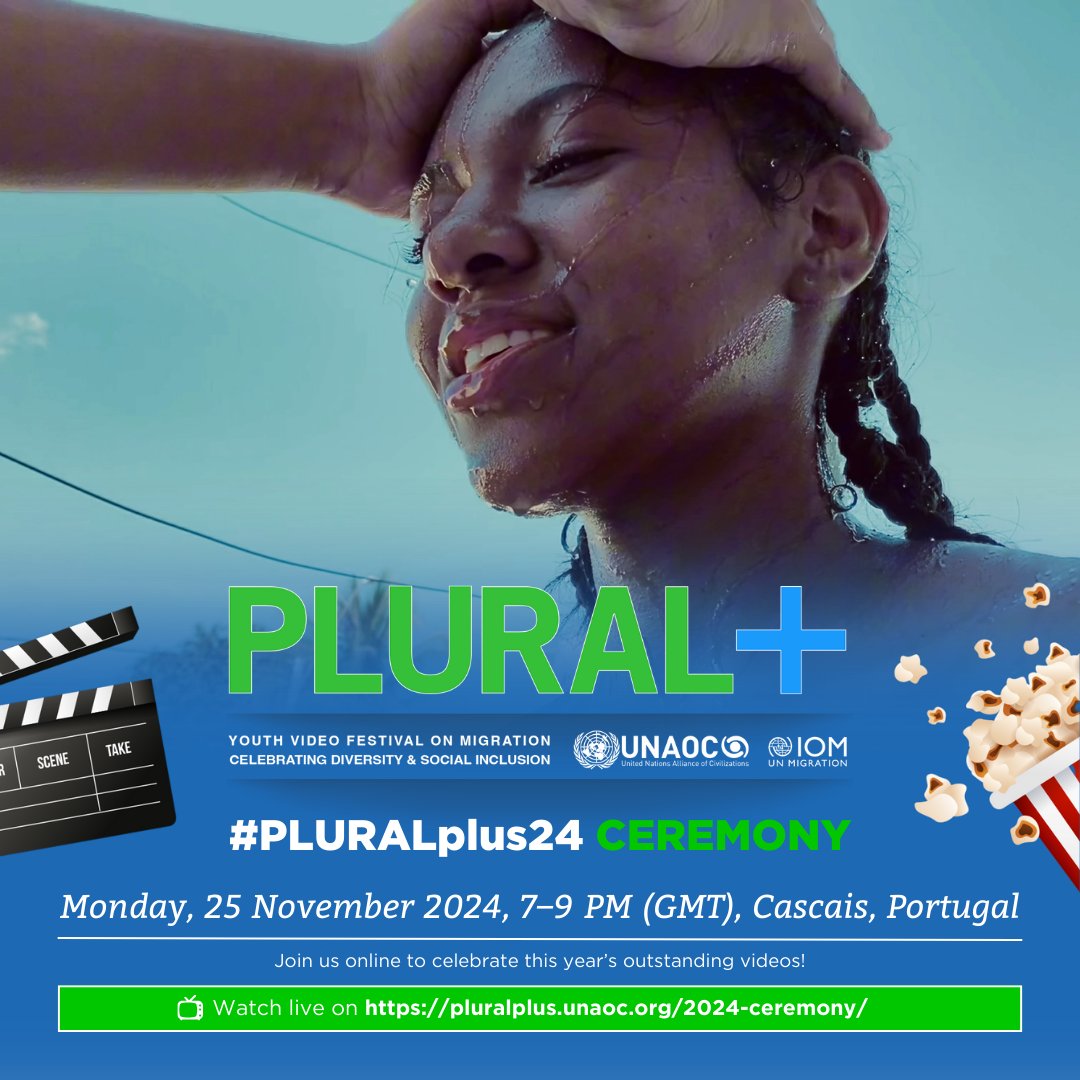 IOM_Nigeria's tweet photo. 🎬 Join us for the #PLURALplus24 Ceremony with @UNAOC &amp; @IOMatUN. 

Don’t miss the chance to see young filmmakers taking a stand for a more inclusive world 🌍🎥. 

🗓️ 25 NOV, 7:00–9:00 PM (GMT+1) 

📍 🔗https://t.co/qF0U5aDp9E https://t.co/HXlN8hhFYS
