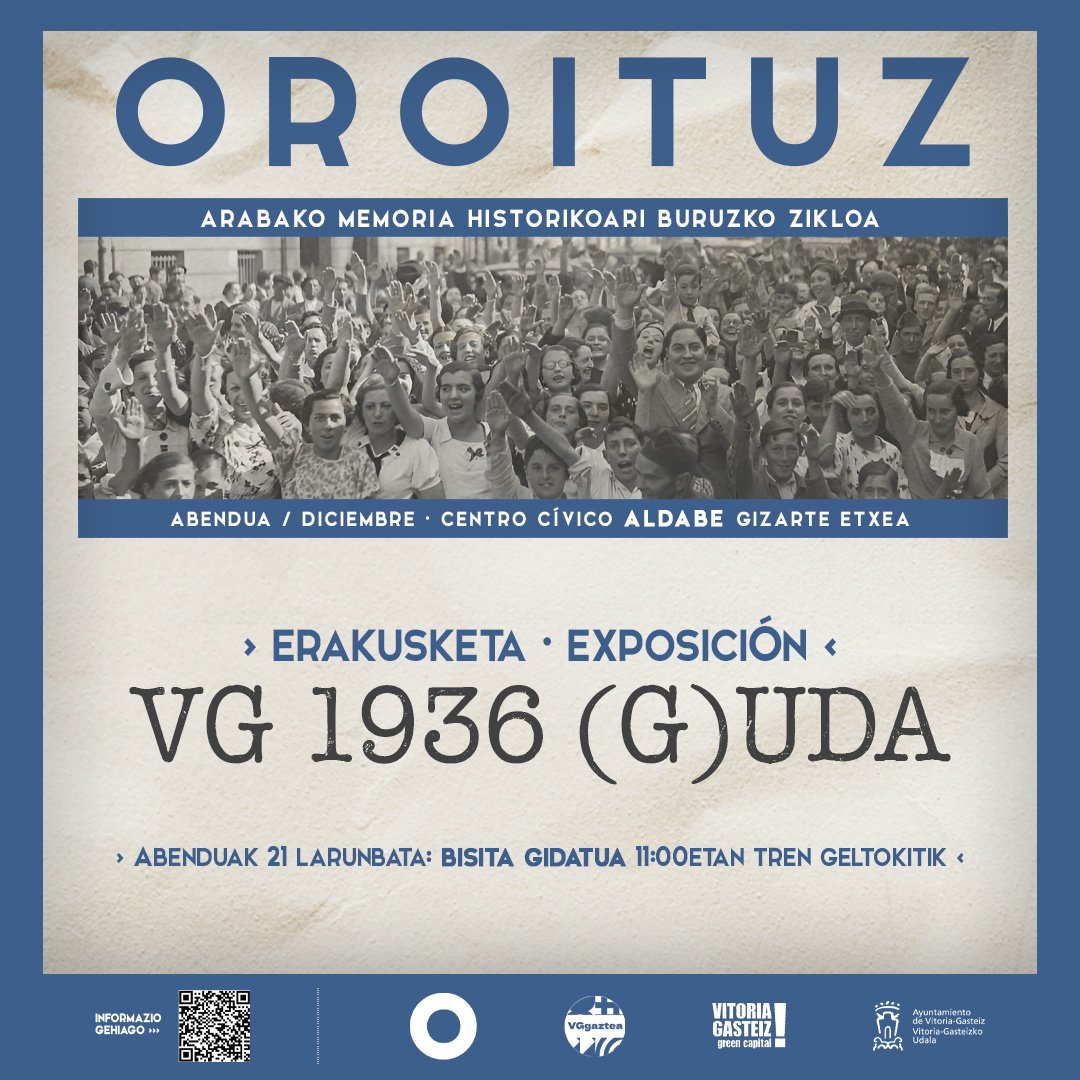 Abenduan zehar Aldabe gizarte etxean ikusgai:
'VG 1936ko (G)UDA' argazki erakusketa.